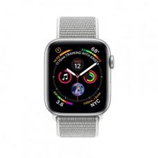 Apple Watch Series 4 GPS, 44mm, корпус из алюминия серебристого цвета, спортивный браслет (Sport Loop) цвета «белая ракушка»