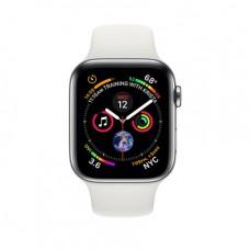 Apple Watch Series 4 GPS + Cellular, 40mm, корпус из стали, спортивный ремешок белого цвета