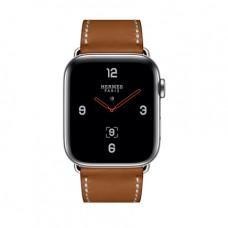 Apple Watch Series 4 GPS + Cellular, 44mm, корпус из стали, ремешок Hermès Single Tour из кожи Barénia цвета Fauve с раскладывающейся застёжкой