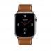 Apple Watch Series 4 GPS + Cellular, 44mm, корпус из стали, ремешок Hermès Single Tour из кожи Barénia цвета Fauve с раскладывающейся застёжкой