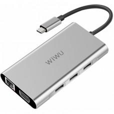 Хаб WIWU Apollo A10VHR (3xUSB 3.0, SD, Micro SD, HDMI, RJ-45, VGA, 3.5mm, Type-C)