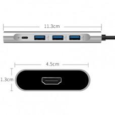 Хаб WIWU Apollo A531H (3xUSB 3.0, HDMI, Type-C)