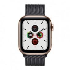 Apple Watch Series 5 GPS + Cellular, 40mm, корпус из стали золотого цвета, миланский сетчатый браслет цвета «черный космос»