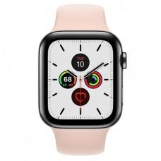 Apple Watch Series 5 GPS + Cellular, 44mm, корпус из стали цвета «черный космос», спортивный ремешок цвета «розовый песок»