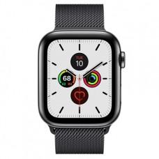 Apple Watch Series 5 GPS + Cellular, 44mm, корпус из стали цвета «черный космос», миланский сетчатый браслет цвета «черный космос»