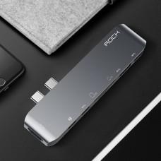 Хаб 7 в 1 ROCK Dual USB Type-C Almighty Hub для MacBook Pro