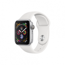 Apple Watch Series 4 GPS, 40mm, корпус из алюминия серебристого цвета, спортивный ремешок белого цвета