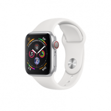 Apple Watch Series 4 GPS + Cellular, 40mm, корпус из алюминия серебристого цвета, спортивный ремешок белого цвета