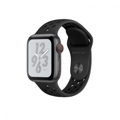 Apple Watch Series 4 Nike+ GPS + Cellular, 40mm, корпус из алюминия цвета «серый космос», спортивный ремешок Nike цвета «антрацитовый/черный»