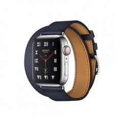 Apple Watch Series 4 GPS + Cellular, 40mm, корпус из стали, ремешок Hermès Double Tour из кожи Swift цвета Bleu Indigo