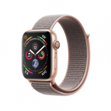 Apple Watch Series 4 GPS, 44mm, корпус из алюминия золотого цвета, спортивный браслет (Sport Loop) цвета «розовый песок»