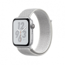 Apple Watch Series 4 Nike+ GPS, 44mm, корпус из алюминия серебристого цвета, спортивный браслет (Sport Loop) Nike цвета «снежная вершина»