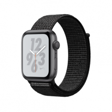 Apple Watch Series 4 Nike+ GPS, 44mm, корпус из алюминия цвета «серый космос», спортивный браслет (Sport Loop) Nike черного цвета