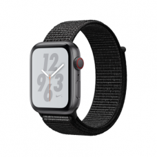Apple Watch Series 4 Nike+ GPS + Cellular, 44mm, корпус из алюминия цвета «серый космос», спортивный браслет (Sport Loop) Nike черного цвета