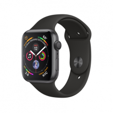 Apple Watch Series 4 GPS, 44mm, корпус из алюминия цвета «серый космос», спортивный ремешок черного цвета