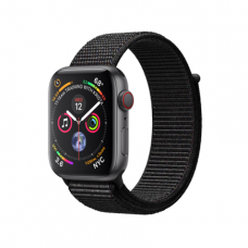 Apple Watch Series 4 GPS + Cellular, 44mm, корпус из алюминия цвета «серый космос», спортивный браслет (Sport Loop) черного цвета