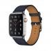 Apple Watch Series 4 GPS + Cellular, 44mm, корпус из стали, ремешок Hermès Single Tour из кожи Swift цвета Bleu Indigo