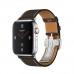 Apple Watch Series 4 GPS + Cellular, 44mm, корпус из стали, ремешок Hermès Single Tour из кожи Barénia цвета Ébène с раскладывающейся застёжкой