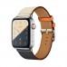 Apple Watch Series 4 GPS + Cellular, 44mm, корпус из стали, ремешок Hermès Single Tour из кожи Swift цвета Indigo/Craie/Orange
