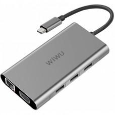 Хаб WIWU Apollo A10VHR (3xUSB 3.0, SD, Micro SD, HDMI, RJ-45, VGA, 3.5mm, Type-C)