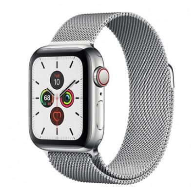Apple Watch Series 5 GPS + Cellular, 40mm, корпус из стали, серебристый миланский сетчатый браслет