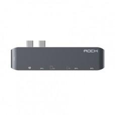 Хаб 7 в 1 ROCK Dual USB Type-C Almighty Hub для MacBook Pro